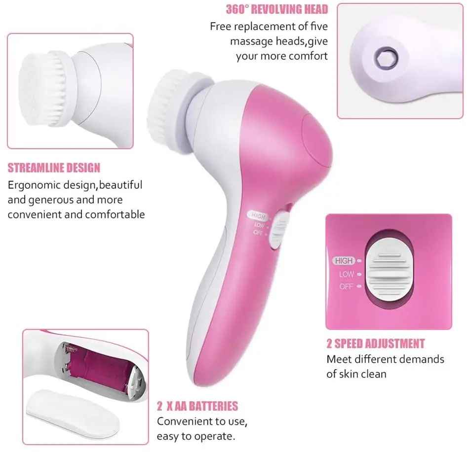 Brosse de Visage 5 en 1 – L’outil Beauté Tout-en-Un pour une Peau Lumineuse